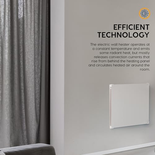 EconoHome Wall Mount Space Heater Panel - with Thermostat and Heat Guard Cover - 400W Convection Heater - for 120 Sq Ft Room - 120V Electric Heater - Updated Model - size: 400W