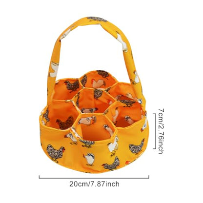 Egg Basket 7 Pouches Canvas Carrier Farm Fresh Egg Holder | 7-pouch canvas basket for farm egg collecting, 7.87" diameter, holds chicken/duck/goose eggs, wipe clean