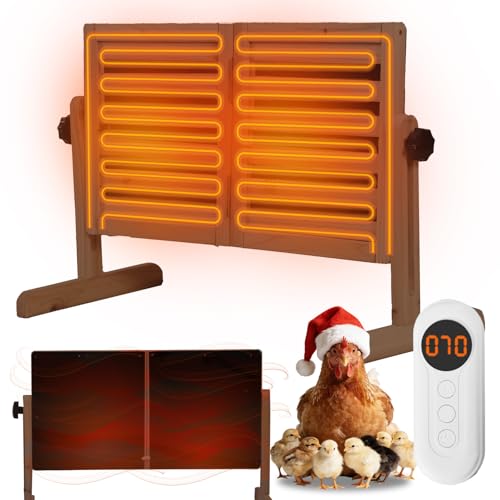 Foldable Chicken Coop Heater for Winter, 120w Large Size Waterproof Chicken Heater for Coop, Radiant Heat Chicks Coop Heater with 2 Heating Plates, Adjustable Temp 70~190℉ - color: Brown