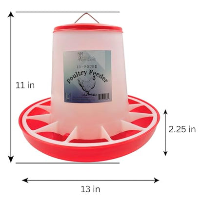 Large Chicken Feeder 11-Pound Capacity for All Poultry | Durable Feeding Container with Carrying Handle for Chickens, Ducks, Turkeys, Quail, Baby Chicks, Turkeys and More - size: 11 Pounds