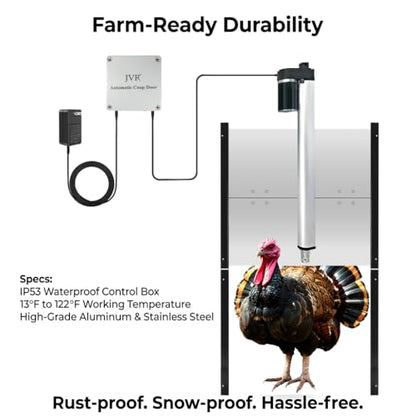 JVR 22"x23" WiFi Automatic Turkey Coop Door, App & Alexa Control - size: Large