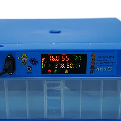 64 Eggs Incubator, Automatic Smart Eggs Digital Incubator Household Mini Incubator Box Egg Water Bed w/Fully Automatic Egg Turning and Humidity Controle for Chickens Goose Birds Ducks