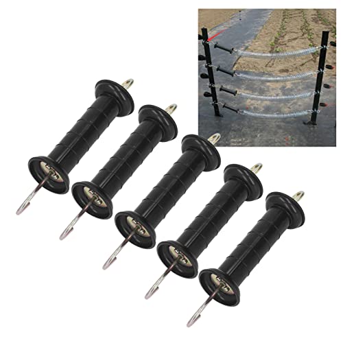 Electric Fence Gate Handle, 5 Pack Insulated Plastic Electric Fence Spring Handle for Animal Husbandry Electronic Grid System, Black