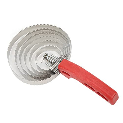 Cow Curry Comb, 6 Turn Stainless Steel Horse Brush with Ergonomic ABS Handle, for Itch Relief and Grooming Horses Sheep Cats Dogs
