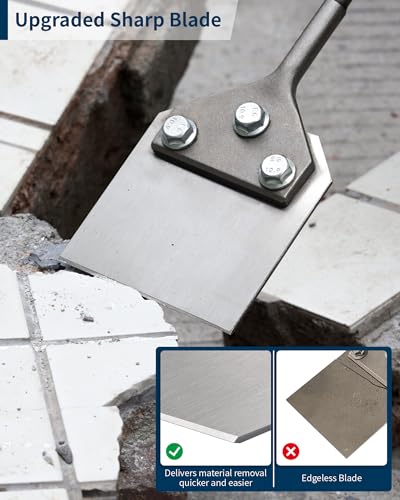 Firecore SDS Plus Floor Scraper, 4 Inch Wide Tile Thinset Scaling Chisel, 4" x 10" Thinset Scraper Adhesives Remover Wall Scraper Works with SDS Plus Rotary Hammer - style: SDS Plus Floor Scraper