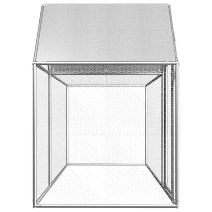 Large Galvanized Steel Chicken Coop Outdoor with Lockable Door and Wire Grid, 9.8x3.3x4.9ft Silver Water-Resistant Roof Hen House for Ducks Geese Rabbits - size: 9.8' x 3.3' x 4.9' (W x D x H)