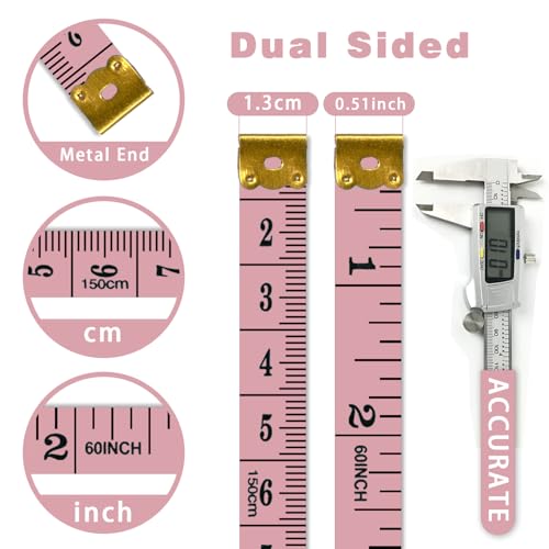 10-Pack Soft Tape Measure Double Scale Body Sewing Flexible Ruler for Weight Loss Medical Body Measurement Sewing Tailor Craft Vinyl Ruler, Pastel Pink Blue Green Purple White
