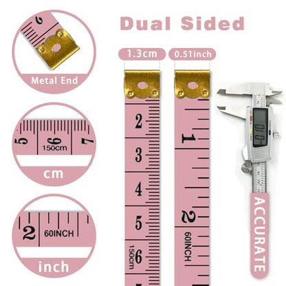 10-Pack Soft Tape Measure Double Scale Body Sewing Flexible Ruler for Weight Loss Medical Body Measurement Sewing Tailor Craft Vinyl Ruler, Pastel Pink Blue Green Purple White