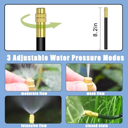 49.21Ft Drip Irrigation System, 360° Bendable Drip Irrigation Kit Automatic Irrigation System for Garden, Adjustable Garden Watering Misting System for Greenhouse, Yard, Lawn, Plant - size: 49.21Ft
