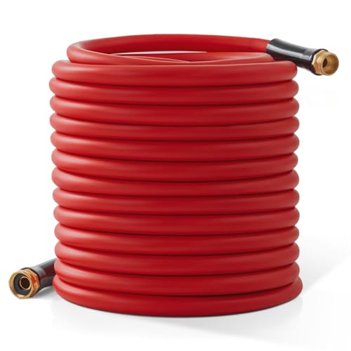 Garden Hose 150 ft x 5/8” Hot/Cold Heavy Duty Water Hose,-50°F to 190°F,Burst 600Psi Flexible Upgraded Rubber Hoses,3/4” Solid Fittings for All-weather Outdoor Lawn & Garden - size: 150Ft, style: 5/8"