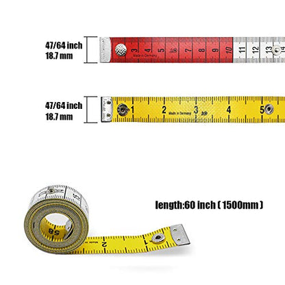 2 Pack Soft Tape Measure Double Scale 60-inch/150-cm for Tailor Sewing Body Measuring Tape Double Scale Colorful with Snap Button