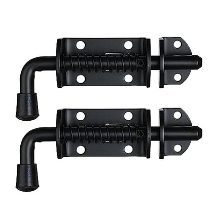 JQK Spring Loaded Barrel Bolt Latch, Heavy Duty 304 Stainless Steel Thickened 3mm Door Lock, 6.3 Inch Black, HSB410-BK-P2 - color: Black, size: 6.3Inch - 2Pack