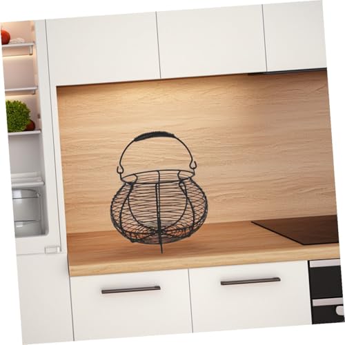 Generic 2pcs Black Metal Wire Egg Gathering Baskets with Handles, Farmhouse Kitchen Storage Bins for Fresh Egg Collection and Countertop Organization