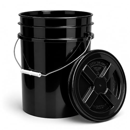 ePackageSupply 5 Gallon Bucket - Food Grade Bucket with Airtight Gamma Seal Screw-On Lid, BPA-Free, Heavy-Duty 90 Mil HDPE Plastic, Bulk Storage, Durable Container, Made in USA, Black/Black, 6 Packs - color: Black/Black, size: 6 Packs