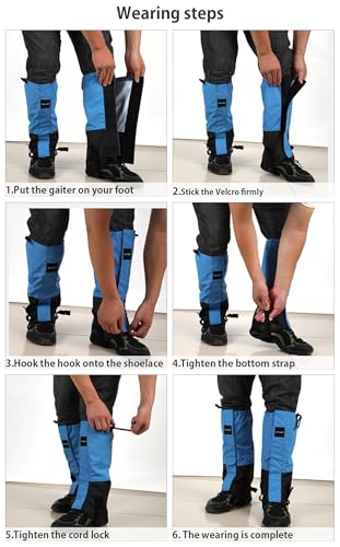Winter Snow Gaiters for Hiking - Waterproof Ankle Covers for Snow Trekking, Skiing - Universal Fit Men Women - color: Navy Blue