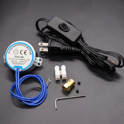 Twidec/Synchronous Turntable Motor Electric Motor 5-6RPM/MIN 50/60Hz 4W CCW/CW AC100~127V Synchron Motor for Cup Turner,Cuptisserie Rotator with 7mm Flexible Coupling TYC-50-5-6R-XLLB1PCS - size: 5-6r-1 set