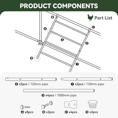 Chicken Coop Roosting Perch,Perfect for Backyard Poultry,Chicken Perch Essentials,Easy to Assemble&Clean,Farm Chicken Toys (56" L x 41.5" W) - size: 56" L*41" W-1pcs