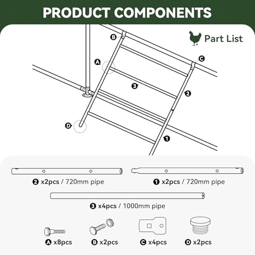 Chicken Coop Roosting Perch,Perfect for Backyard Poultry,Chicken Perch Essentials,Easy to Assemble&Clean,Farm Chicken Toys (56'' H x 41'' W)-2 pcs - size: 56" L*41" W-2pcs