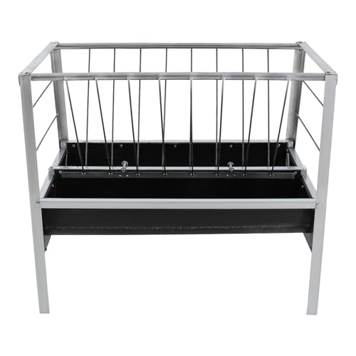 50 Gallon Livestock Feeder Trough, 40" Double-Sided Hay Feeder with Deeper Feeding Pan, Heavy Duty Steel Feeder Trough, Large Capacity Feeding Equipment for Goat, Sheep, Horses(Black) - color: Black, size: 50 Gallon