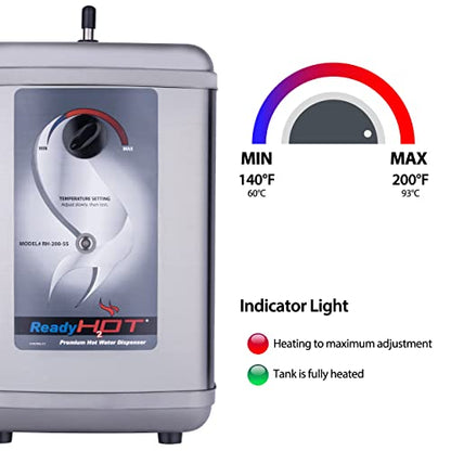 Ready Hot 40-RH-200-SS Instant Hot Water Dispenser System, 2.5 Quarts Manual Dial Tank Only, Stainless Steel - style: Manual Dial