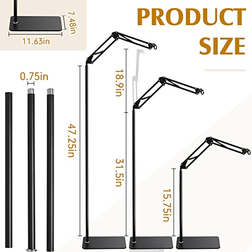 Queekay Reptile Heat LAMP Stand, Black Metal, Adjustable Height and Width, 5 Hanging Hooks, for Terrarium, Aquarium, Incubator, Cages, Suitable for Reptiles, Amphibians, Small Animals