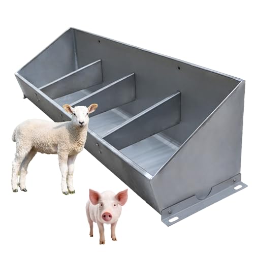 2-in-1 Stainless Steel Animal Feeder & Waterer Trough for Livestock - Durable Farm Supply for Cattle, Horses, Goats & Sheep - Ideal for Pasture Use - size: 120cm (47 1/5in) - 4 bit