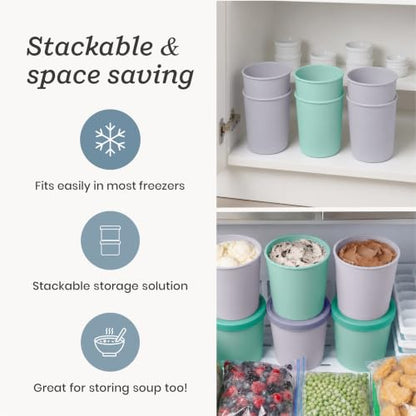 StarPack Freeze The Day Homemade Ice Cream Containers (2-Pack, 1 Quart) - Airtight Silicone Lids, BPA-Free Reusable Ice Cream Freezer Containers with Lids, Stackable, Lavender & Mint - color: Mint / Lavender, size: 2-Pack 1Qt