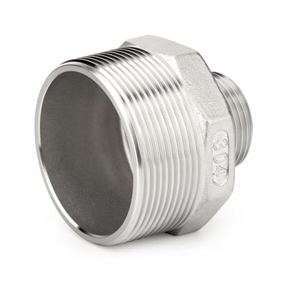 TAISHER 2PCS Cast 304 Stainless Steel Hex Nipple, Reducer Pipe Fitting 2" NPT Male x 1" NPT Male - size: 2" NPT x 1" NPT