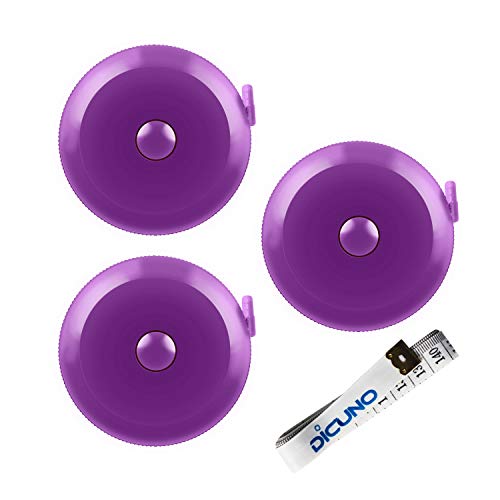 DiCUNO 60-Inch 1.5 Meter Soft and Retractable Tape Body Tailor Sewing Craft Cloth Dieting Measuring Tape (3 Pcs of Purple) - color: Purple*3pcs