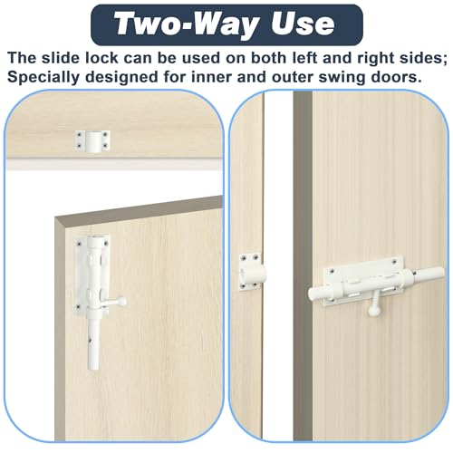 Alise SUS304 Stainless Steel Slide Lock Gate Latch - Thickened Heavy Door Security Bolt - 10 Inch White Barrel - color: White, size: 10 Inch (Regular)