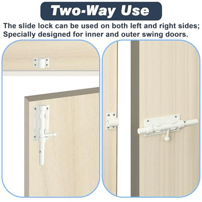 Alise Slide Lock SUS304 Stainless Steel Gate Latch, Slide Bolt Latch,Thickened Heavy Door Latch Lock,8 Inch White Barrel Bolt Latch, Security Slide Latch Lock - color: White, size: 8 Inch (Regular)