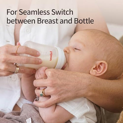 Pigeon PP Nursing Bottle Wide Neck, Anti-Colic, Streamlined Body, Natural Feel, Easy to Clean, 8.1 Oz(Pack of 4), Includes 4pcs M Nipples (3m+) - color: 8.1Oz, 4 packs