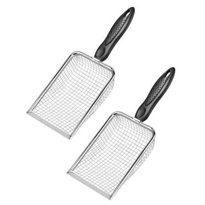 of 2 Stainless Steel Poultry Manures Scoops Ergonomic Handle for Quick Coops Maintenance Livestock Shovel