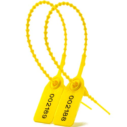 100 Plastic Tamper Seals, Zip Ties for Fire Extinguishers Pull Tite Security Tags Numbered Disposable Self-Locking Tie 250mm Length (Yellow) - color: Yellow, size: 100
