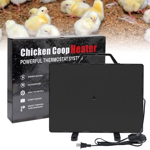 Buachois Chicken Coop Heater,18.9in Chicken Coop Heater with Adjustable Thermostat,160w Safe Electric Heating Panel for Chicks Brooder,Poultry Small Animals