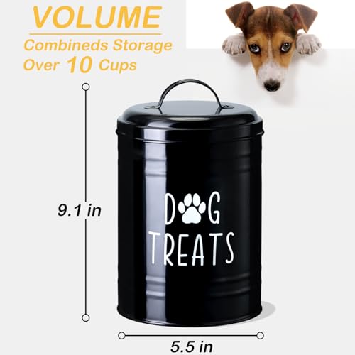 Dog Treat Container Airtight, Dog Treat Jar with Lid - 9x5.5'' Metal Dog Cookie Jar for Farmhouse Kitchen Counter, Black Pet Treat Container, Dog Treat Storage Container for Dogs, Cats - color: Black - Single