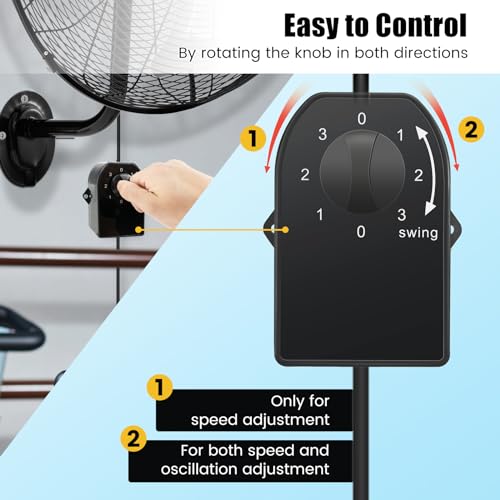 Tangkula 20 Inch Wall Mount Fan with Aluminum Blades, Industrial 3-Speed Oscillating Metal Wall Fan, Heavy Duty for Shop, Commercial, Garage, Warehouse, Workshops & Factory - style: 2-Pack