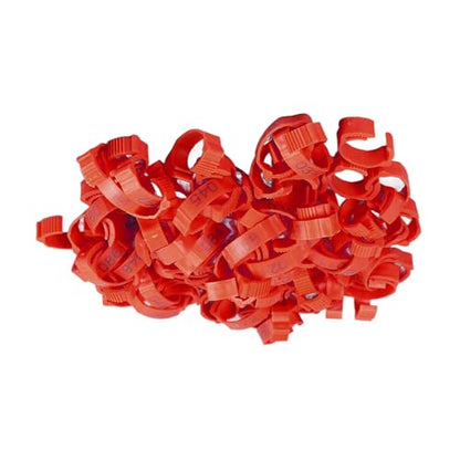 SUNGOOYUE 100 Pcs Chicken Leg Rings Plastic Numbered Poultry Identification Bands Clip On Round Ankle for Chickens Ducks Hens Breeders Farm Flock Tracking (100Pcs Red Rings with Number Markers) - color: 100pcs Red Rings With Number Markers