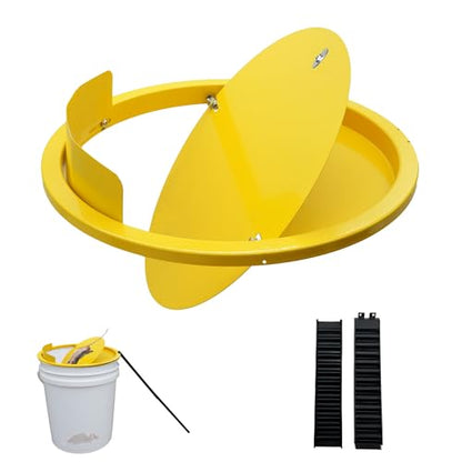 Bucket Lid Metal 5 Gallon Bucket lid,Strong Metal Material that Cannot be Bitten, auto Reset, Does not Include Bucket (1Pack)