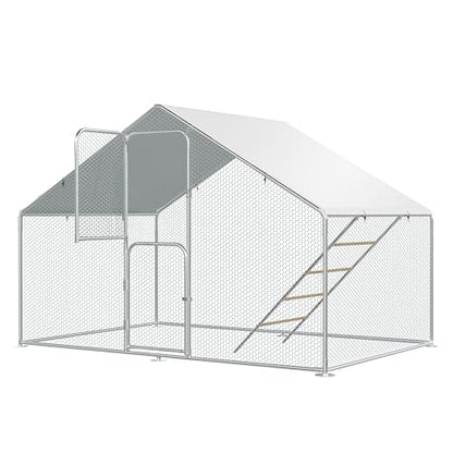 UDPATIO Large Metal Chicken Coop Walk in, Outdoor Heavy Duty Chickens Pen Run w/Cover for 10-15 Chickens - Predator Proof Poultry House - size: 72.0"L x 120.0"W x 72.0"H