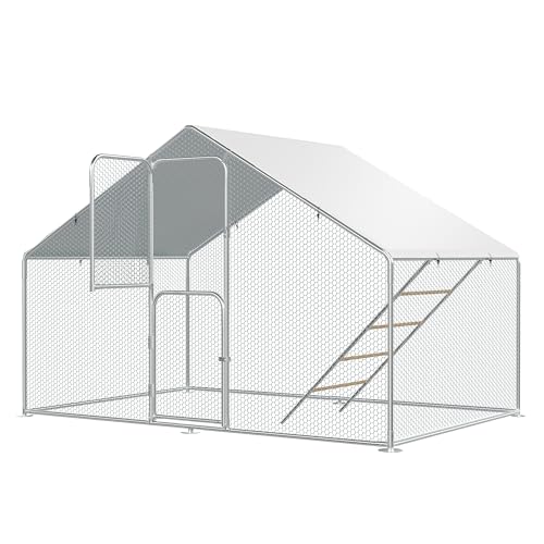 UDPATIO Large Metal Chicken Coop Walk in, Outdoor Heavy Duty Chickens Pen Run w/Cover for 10-15 Chickens - Predator Proof Poultry House - size: 72.0"L x 120.0"W x 72.0"H