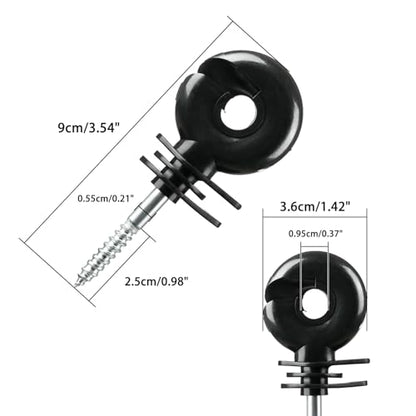 50 Pack Electric Fence Insulators, Screw in Wood Post Ring Insulator for Tape, Rope, Wire