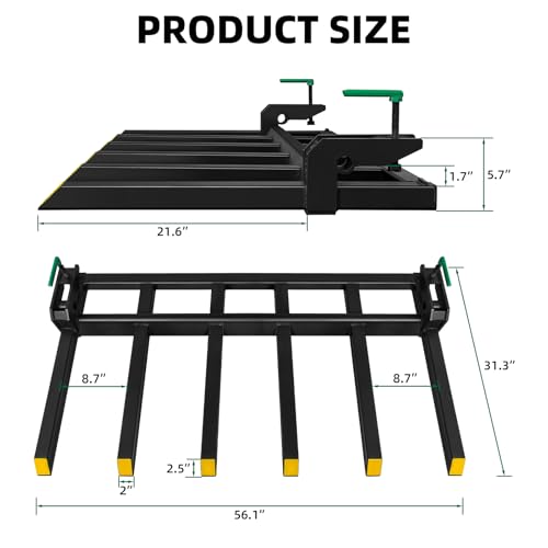 Clamp On Debris Forks To 48-60" Bucket, Heavy Duty Pallet Fork Fit For Loader Bucket Skidsteer Tractor,60" 4000 LBS - size: 60" 4000 LBS
