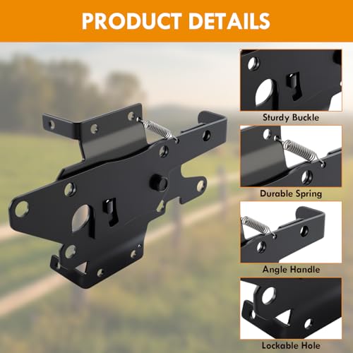 HOME MASTER HARDWARE Heavy Duty Self-Locking Gate Latch for Wooden Fence, Post Mount Automatic Gate Lock, Fence Gate Latch for Pool/Outdoor Garden/Vinyl, Black Finish