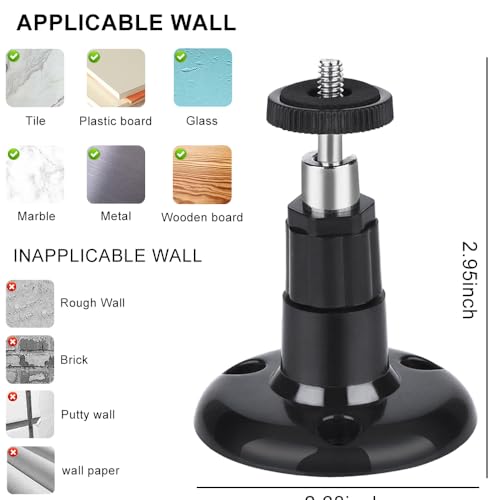 1 Pack Adhesive Ring Camera Mount Stick Up Mount Holder Compatible with Outdoor Security Camera, 360° Degree Adjustable Security Mounting Bracket,Camera Not Included (Black, 1 Pack) - color: Black, size: 1 Pack