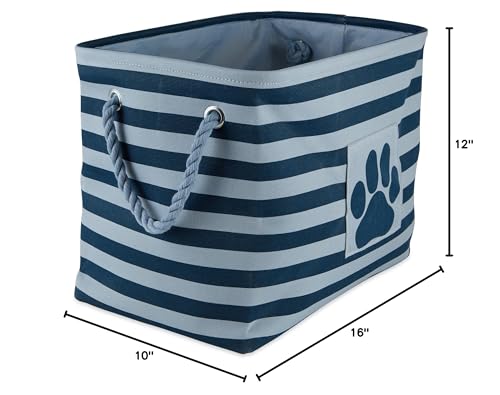 Bone Dry 5743 Pet Storage Collection Striped Paw Patch Bin, Medium Rectangle, Dark Navy - color: Dark Navy, size: Medium Rectangle