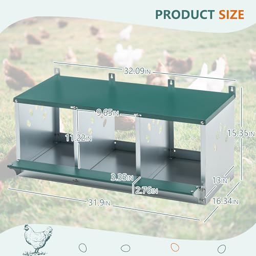 Chicken Nesting Boxes, Nesting Boxes for Chickens, Roll Out Chicken Nest Box, Metal Chicken Egg Laying Box with Swing Perch and Rollout Egg Collection for Chicken Coop - color: F