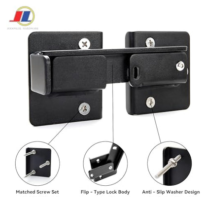 Flip Latch Gate Latch 1 Pack, Robust Iron Safety Latches for Wooden/Metal Gates, Barn Door Lock with Easy Installation for Fence, Shed, Cabinet (Black) - size: Flip Gate