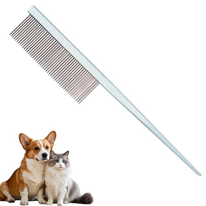 Grooming Pet Comb Rat Tail Dematting Cat and Dog Comb，Rounded Ends Design for Safe Tangle Removal, Hairstyling, Massage，Loose Hair Removal，Prevent Irritation，Fluffing Paws,Face,Tail,Remove Tear Stain - color: Light blue