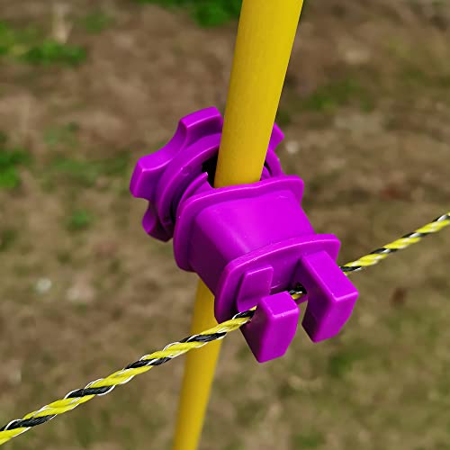 25PCS Screw Tight Round Post Insulator, Electric Fence Wire Holding Insulator, Two Piece Suit (Purple) - color: Purple